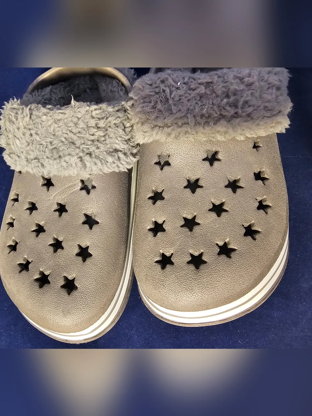 Koala Kids Fuzzy-Lined Star Vent Clog - Gray Sz 10 Toddler
